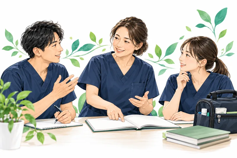 経験を共有し、次の看護師の学びを支えるイラスト