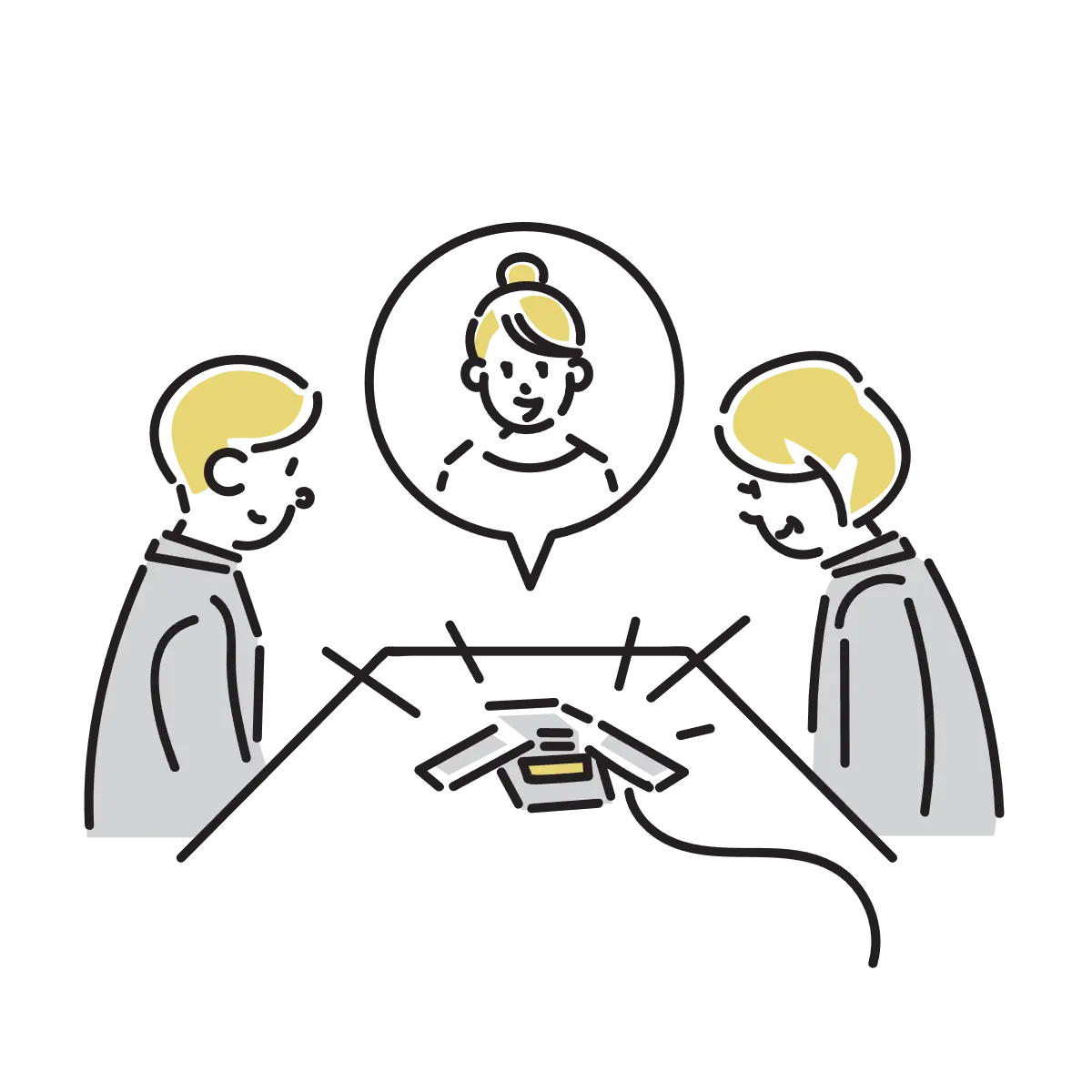 電話で相談する人のイラスト